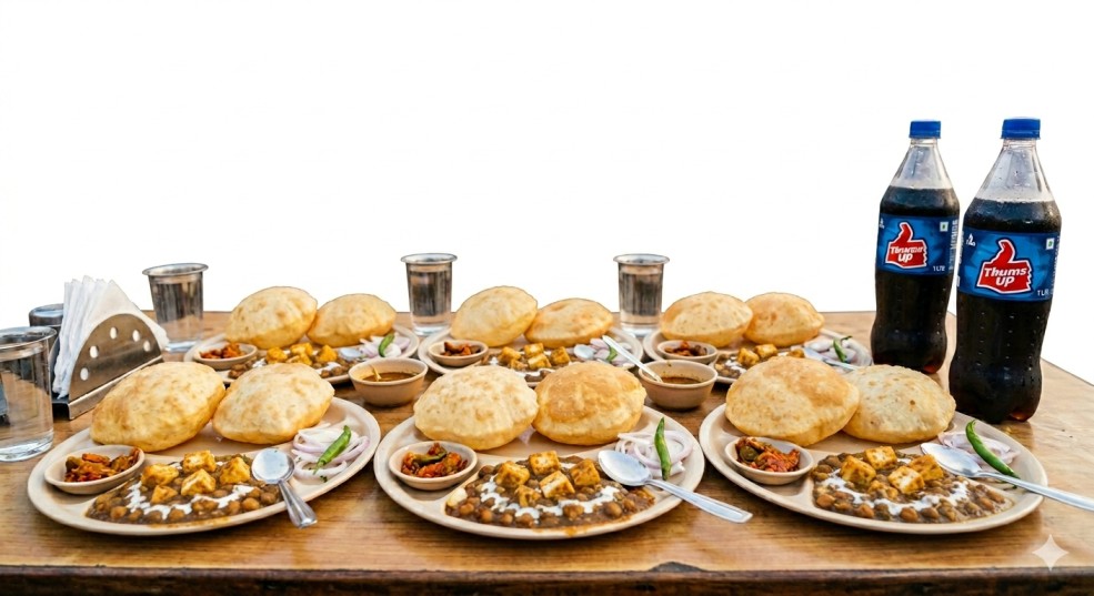 6 Plate Paneer Chole Bhature + 2 Coldrinks 200ml (each)